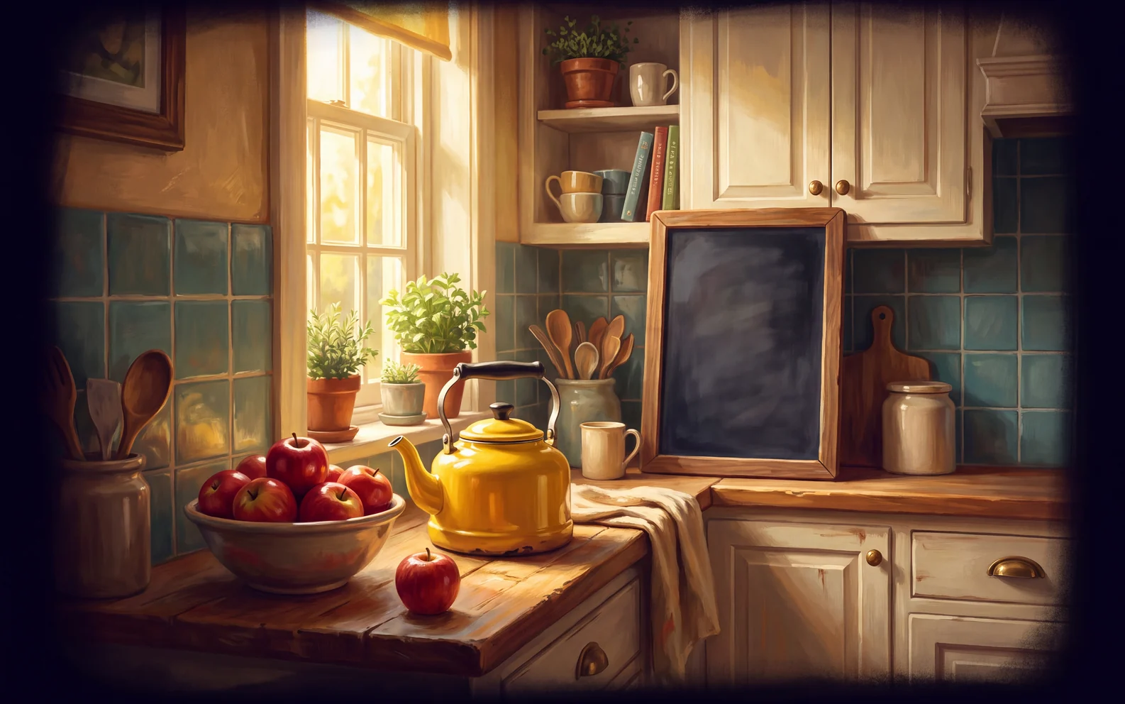 A bright lived-in kitchen full of small things to notice